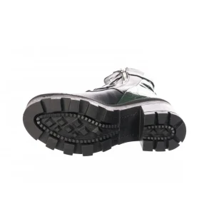 Osmose Shoes Bikers | Boots - Bottines-Bikers Farah :  Cuir Noir & Croco Vert à talon carré