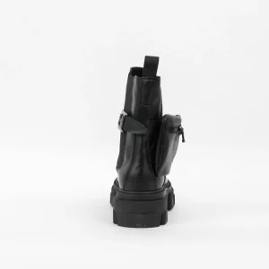 Osmose Shoes Bikers | Boots - Bottines-Boots Rangers Keïra : Cuir Noir élastiqué à semelle crantée