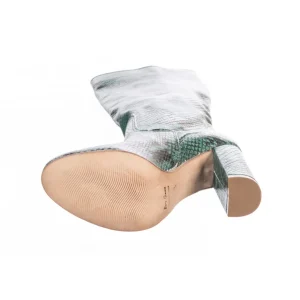 Osmose Shoes Bottes-Botte Clem : Cuir imprimée Python Vert à talon carré