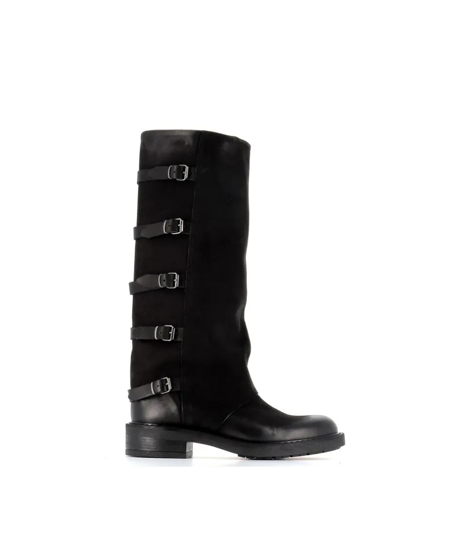Osmose Shoes Bikers | Bottes-BOTTE CUIR NOIR PIREE