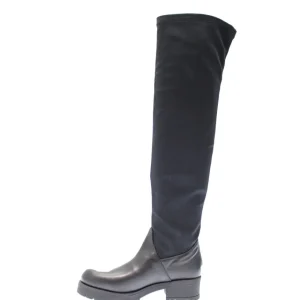 Osmose Shoes Bottes-Botte Cuissarde Zorika : Cuir & Lycra Noir