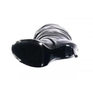 Osmose Shoes Bottes-Botte Gioia : Cuir Noir Plissée Ajouré à Talon Aiguille