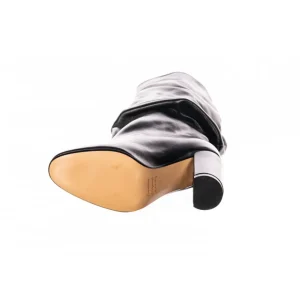 Osmose Shoes Bottes-Botte Loan: Plissé Cuir Noir à talon carré