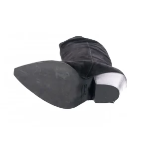 Osmose Shoes Tiags | Bottes-Botte Santiag Lola : Daim Noir à Frange Cloutée & Talon Biseauté