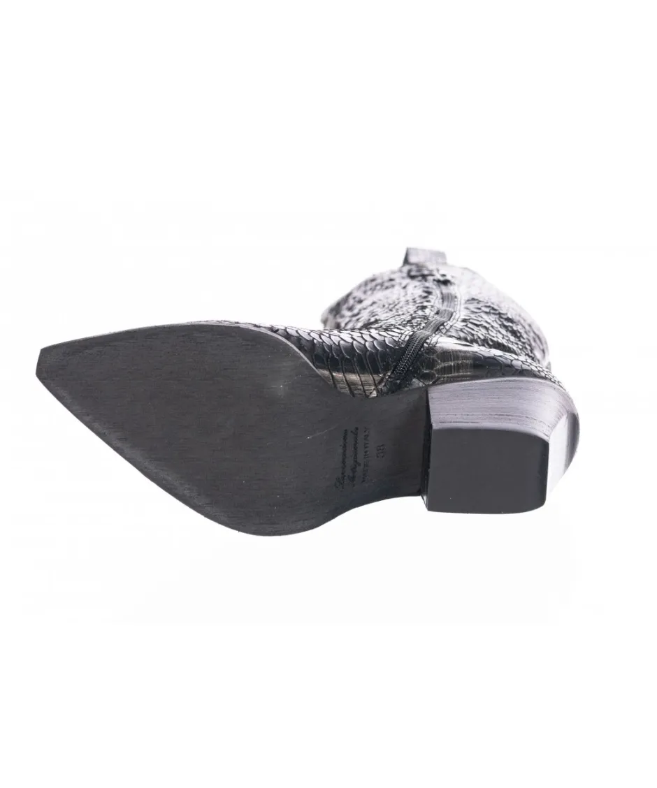 Osmose Shoes Tiags | Bottes-Botte Santiag Saly : Cuir imprimé python Noir patiné de bronze à talon biseauté