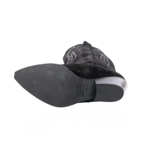 Osmose Shoes Tiags | Bottes-Botte Santiag Sarah : Daim Noir Brodé de fil Noir ton sur ton