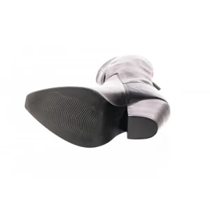 Osmose Shoes Tiags | Bottes-Botte Santiag Soï : Cuir Noir Granulé à Bande Rouge & Talon Biseauté