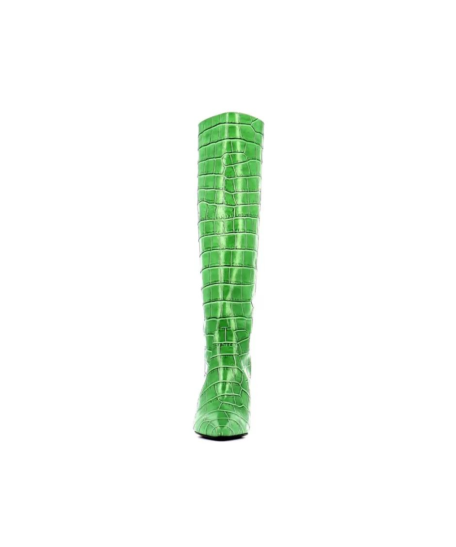 Osmose Shoes Bottes-BOTTE SUNNY CUIR VERT EFFET CROCO