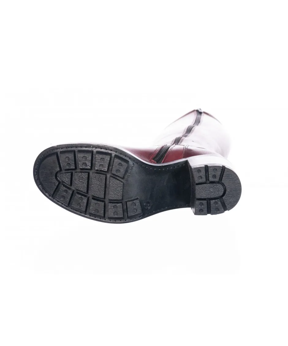 Osmose Shoes Bikers | Bottes-Bottes Senda : Motarde Haute Cuir bordeaux à Talon Carré