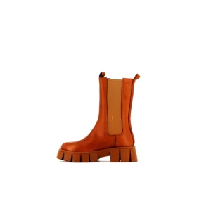 Osmose Shoes Boots - Bottines-Bottine Chelsea Cuir Camel à Semelle Crantée