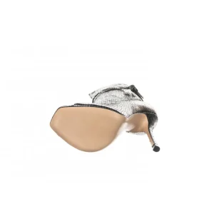 Osmose Shoes Boots - Bottines-Bottine Célia : Cuir Python Laminé Argent Fonçé à Talon fin & bout Carré