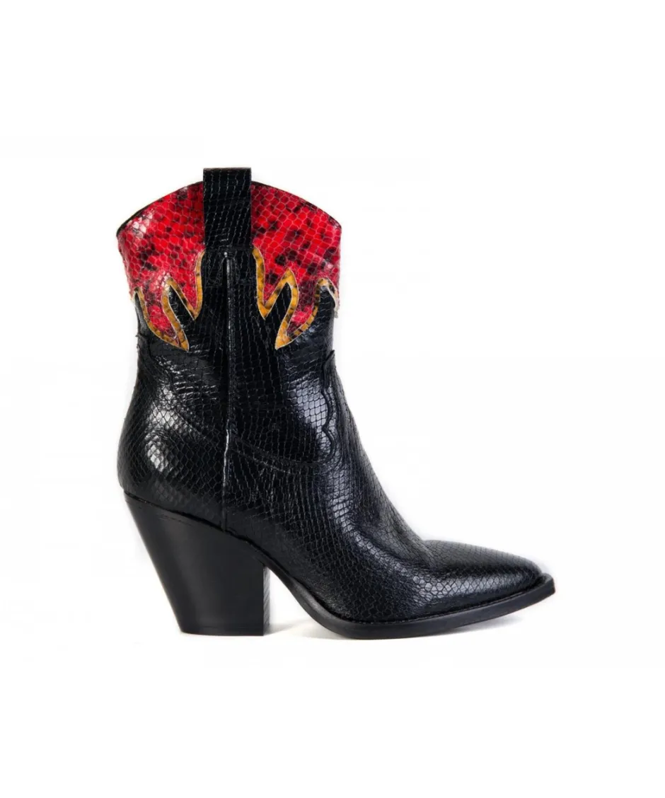 Osmose Shoes Tiags | Boots - Bottines-Bottine Croco Noir & Bi color Rouge et Jaune