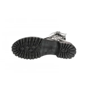 Osmose Shoes Bikers | Boots - Bottines-Bottine Grace: Cuir Noir Tressé & Double brides à semelle fine crantée