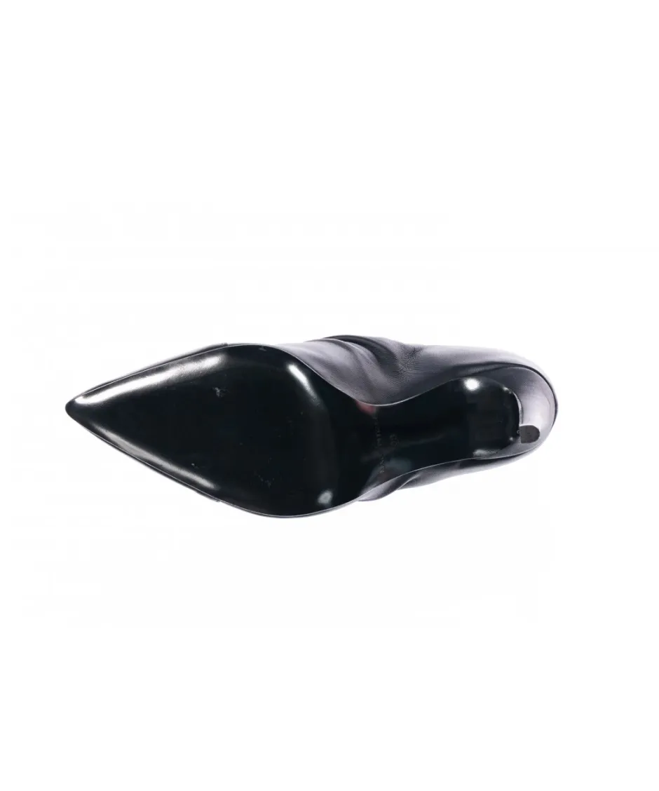 Osmose Shoes Boots - Bottines-Bottine Jaira : Cuir Bleu Marine Plissée, Pointue & Cloutée à Talon Fin