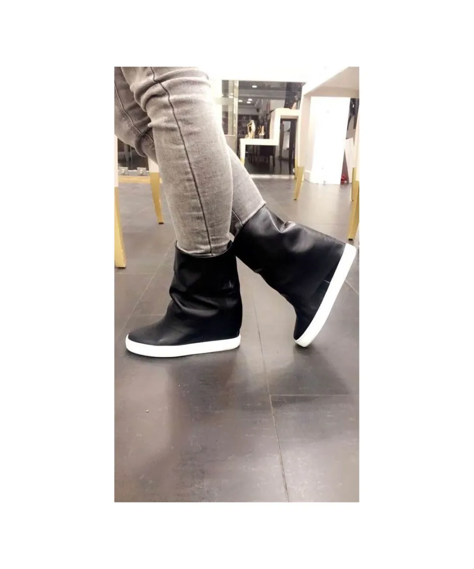 Osmose Shoes Baskets | Boots - Bottines-Bottine Jamy : Cuir Noir Talon Compensé