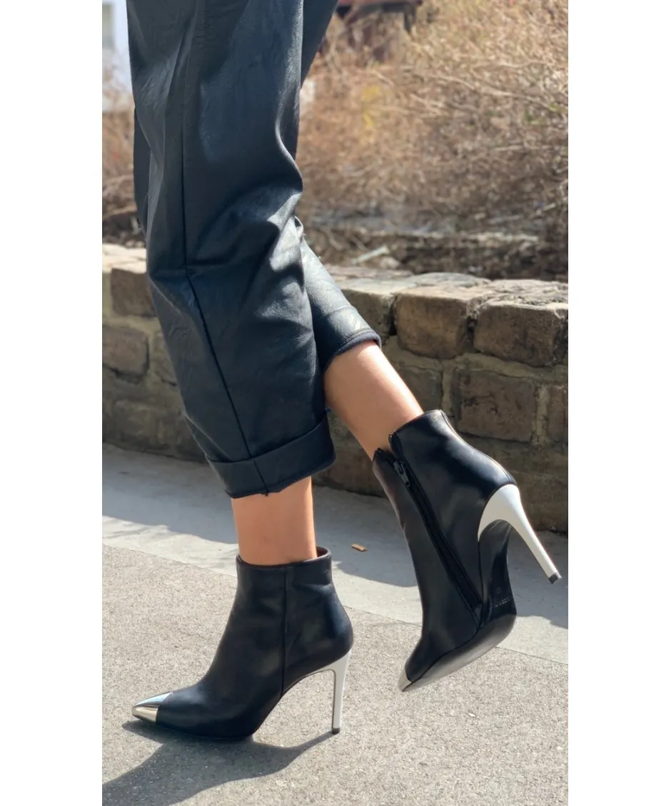 Osmose Shoes Boots - Bottines-Bottine Luce : Cuir Noir à Talon Blanc