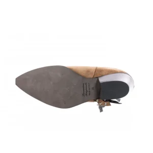 Osmose Shoes Tiags | Boots - Bottines-Bottine Santiag Julia : Daim Cuir Taupe à Franges & Talon Carré