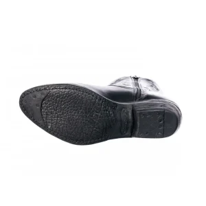 Osmose Shoes Tiags-Bottine Santiag Zay : Cuir Noir Supriqué & Petit Talon