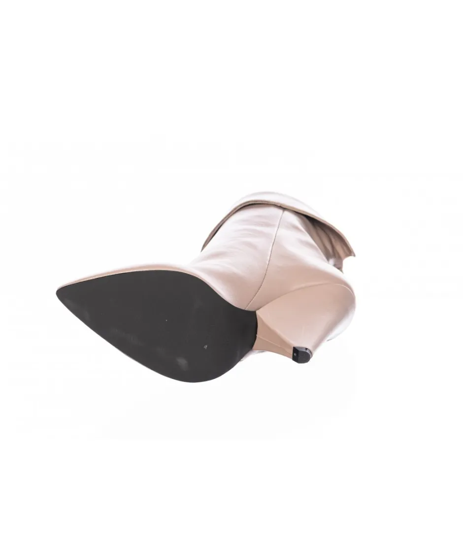 Osmose Shoes Boots - Bottines-Bottine Saya: Cuir Taupe à Talon Biseauté