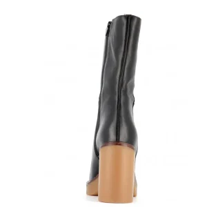 Osmose Shoes Boots - Bottines-BOTTINE STELLA CUIR NOIR TALON GOMME