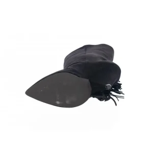 Osmose Shoes Boots - Bottines-Bottine Vaness: Daim Noir à Frange & Talon Biseauté