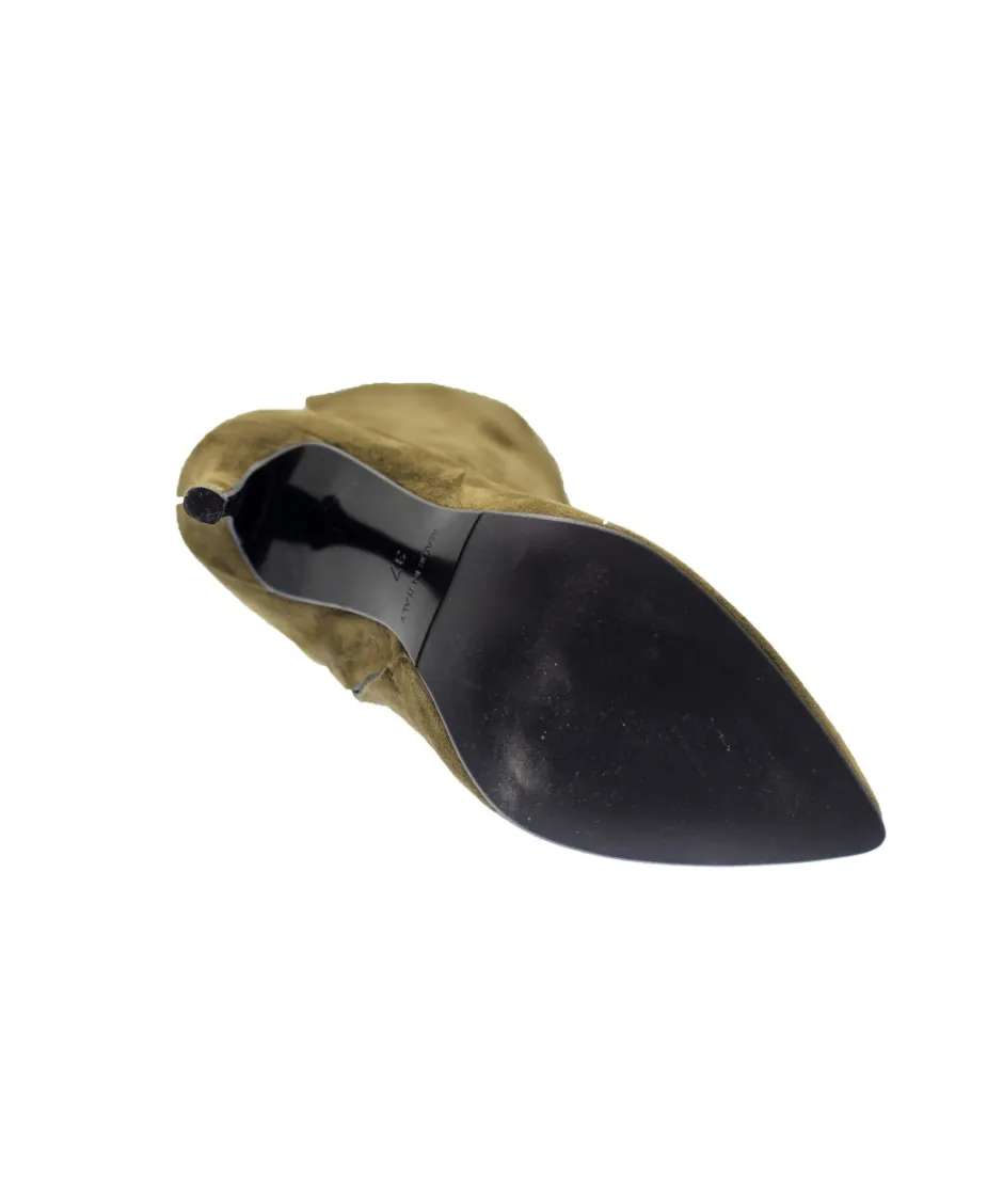 Osmose Shoes Bottes-Cuissarde Hang : Daim Kaki à Talon Fin