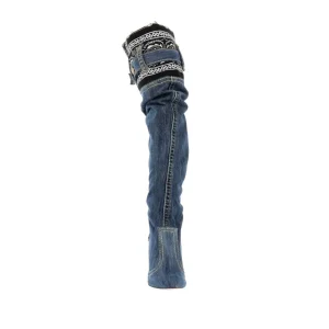 Osmose Shoes Bottes-CUISSARDE HAVANE BANDANA JEAN BRUT BLEU