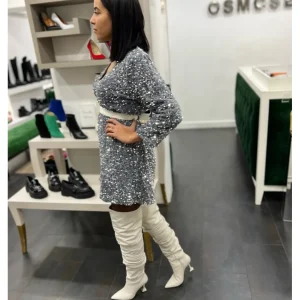 Osmose Shoes Bottes-Cuissarde Pretty cuir beige talon pyramide