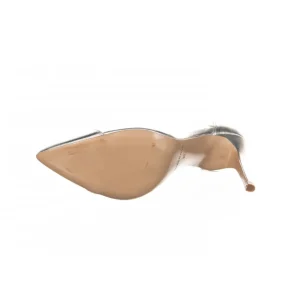 Osmose Shoes Escarpins-Escarpin Cuir Laminé Argent & Plexi à Talon