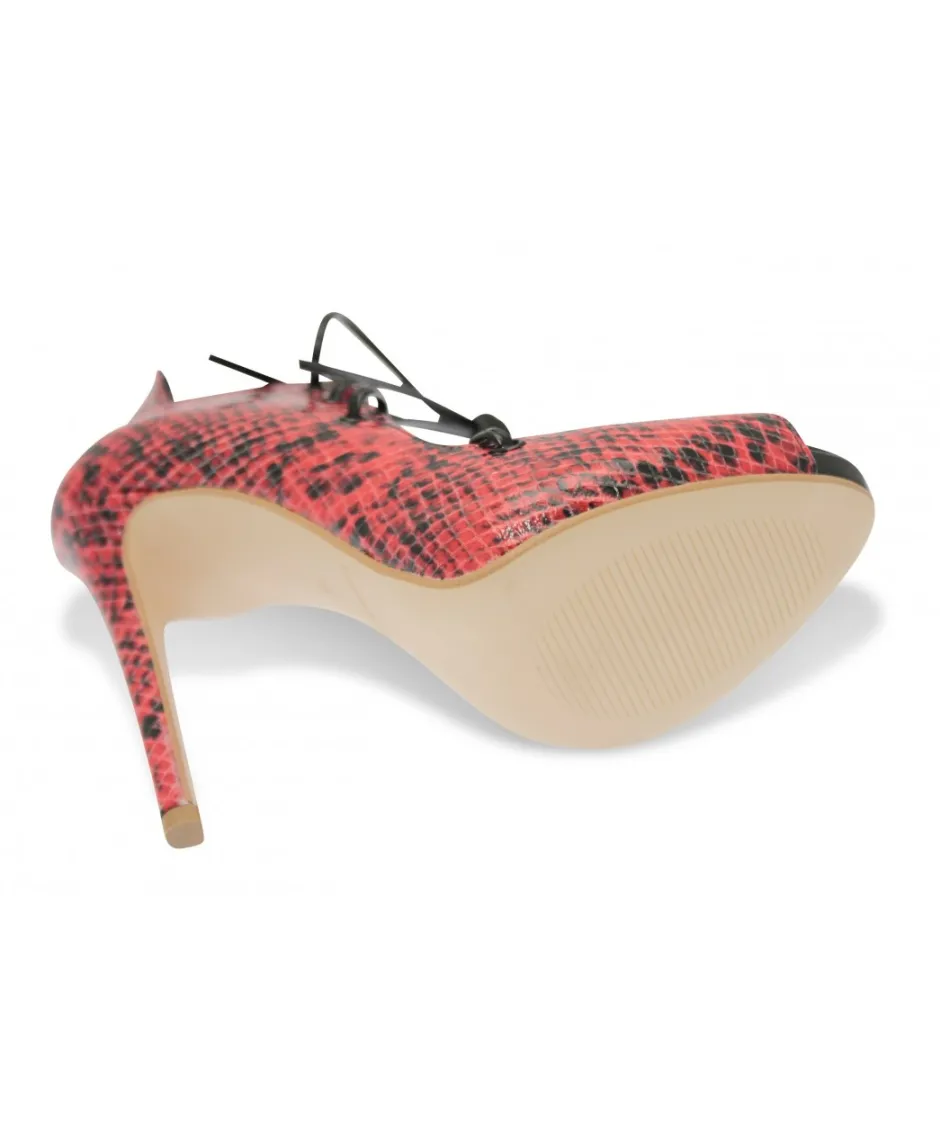 Osmose Shoes Escarpins-Escarpin Lindsey : Effet Python Verni Rouge & Noir