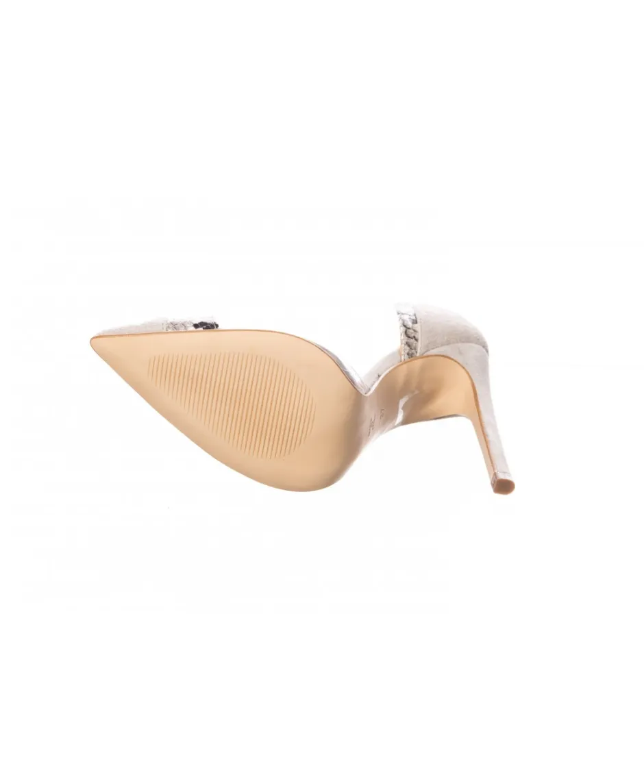 Osmose Shoes Escarpins-Escarpin Loula: Daim, Python & Plexi Beige à talon fin