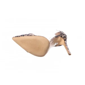 Osmose Shoes Escarpins-Escarpin Mélinda: Daim Cuir Léopard & Plexi à talon fin