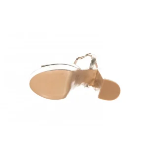 Osmose Shoes Sandales & Nu-Pieds-Julie : Sandale Metallisé Platine à Talon Bloc