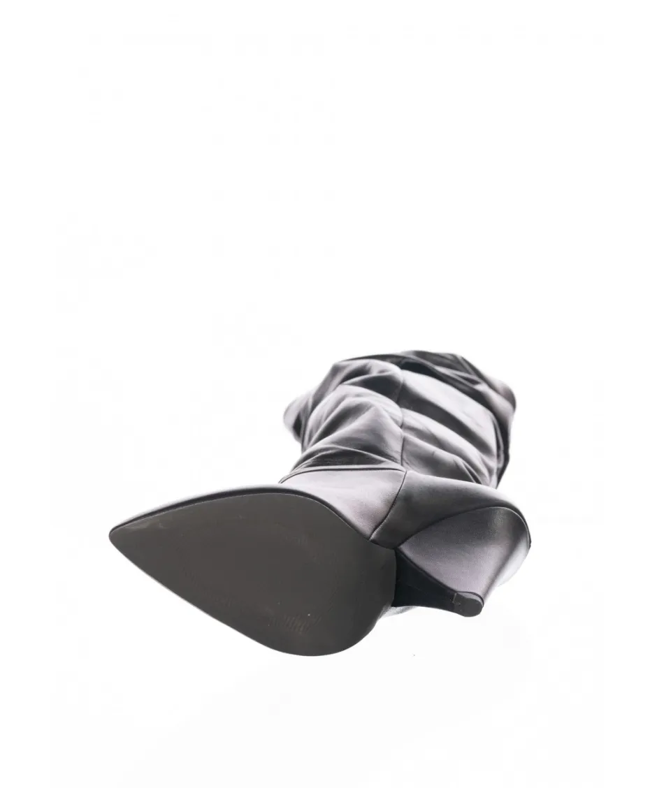 Osmose Shoes Bottes-Leana Botte : Cuir Noir Plissé