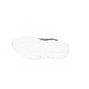 Osmose Shoes Baskets-Malou Basket : Cuir & Tissu kaki à Semelle Blanche