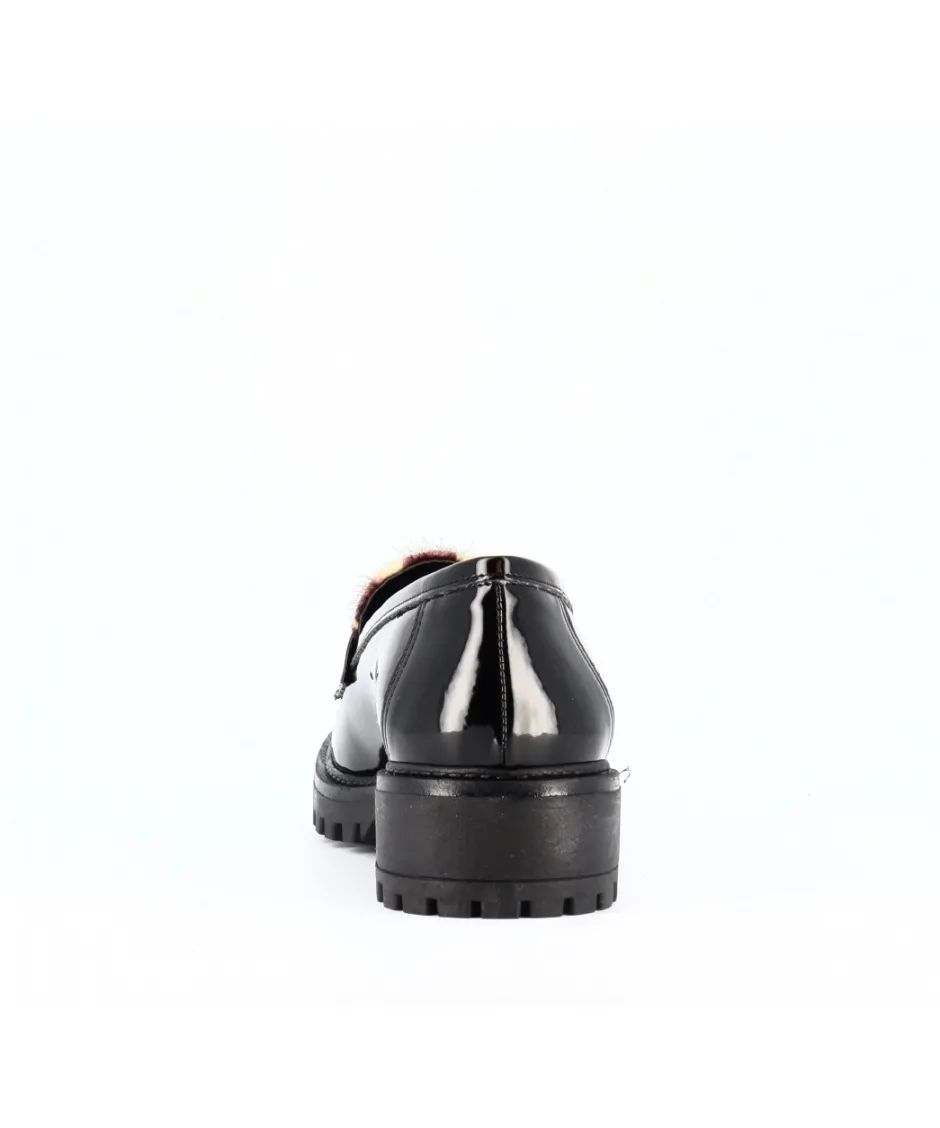 Osmose Shoes Mocassins-MOCASSIN VERNIS NOIR ET LEOPARD