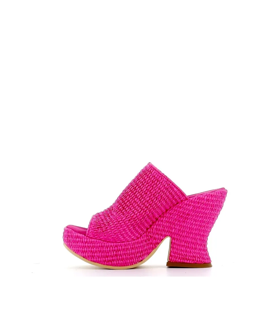 Osmose Shoes Sabots-MULE SABOT RAFIA FUXIA