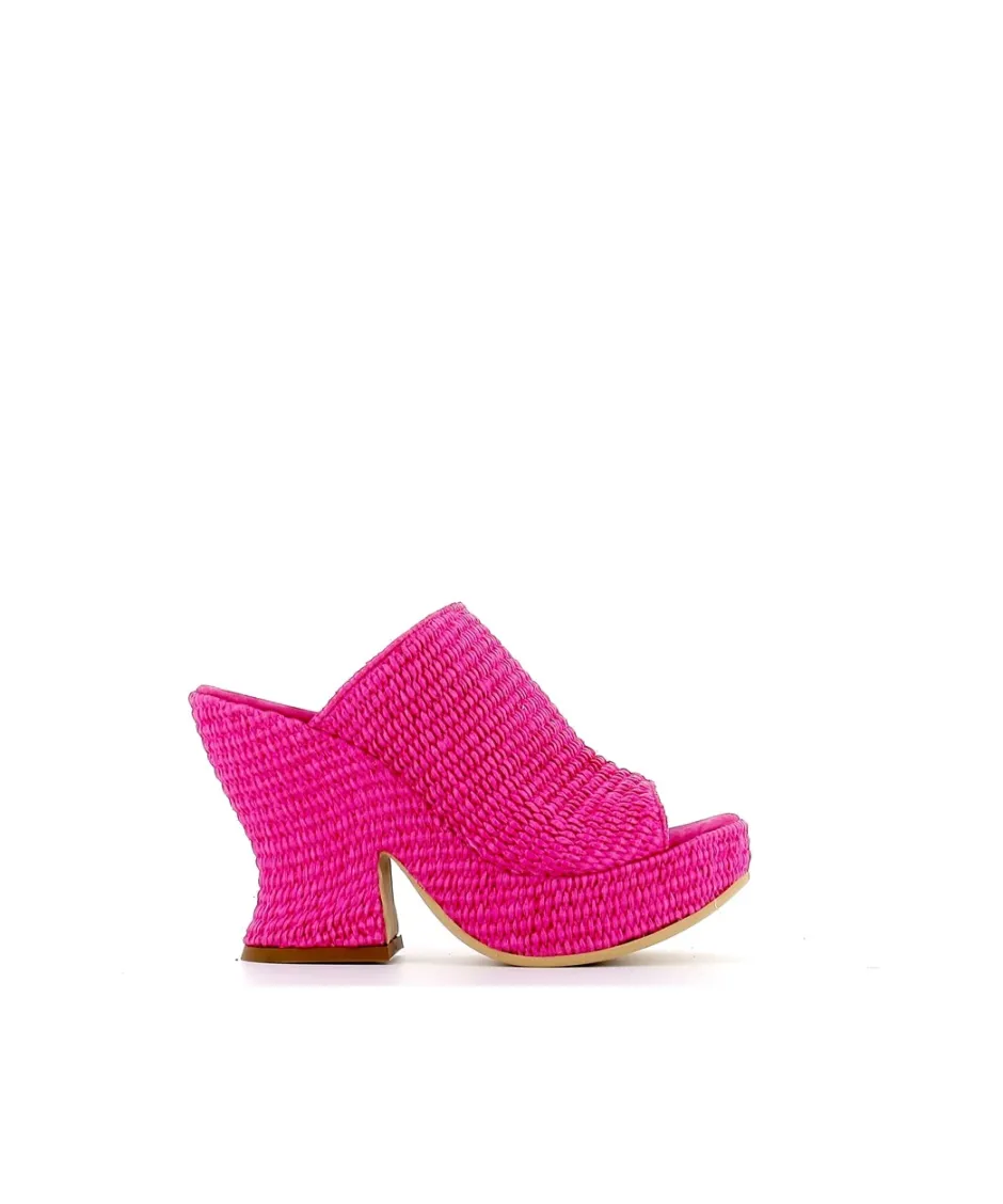 Osmose Shoes Sabots-MULE SABOT RAFIA FUXIA