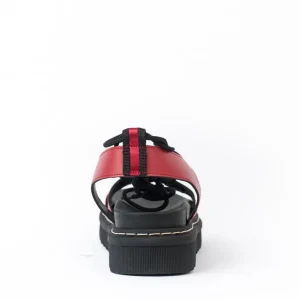 Osmose Shoes Sandales & Nu-Pieds-Sandale à Bandes & Ficelle Cuir Rouge