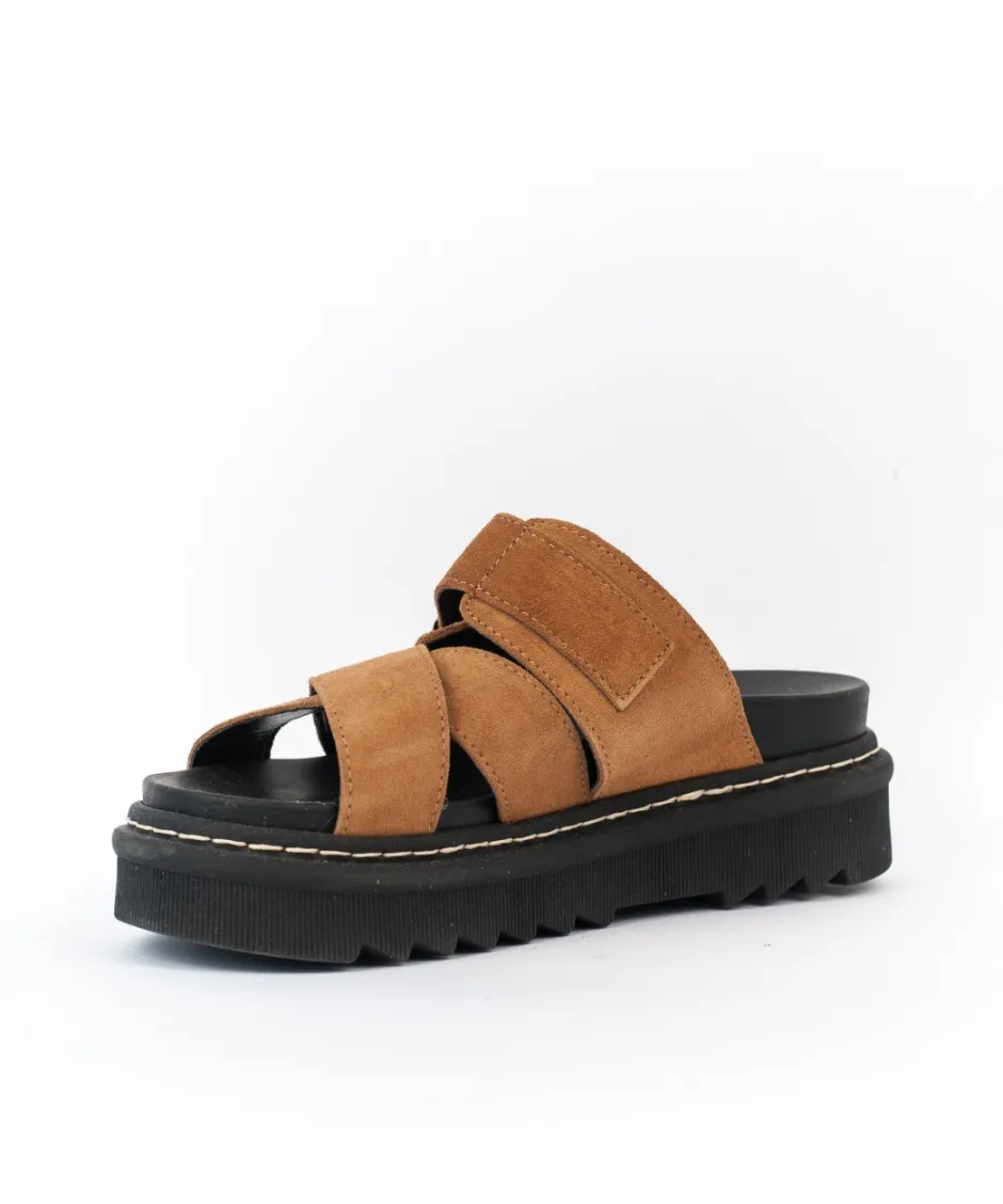 Osmose Shoes Sandales & Nu-Pieds-Sandale à Bride Croisée Daim Camel