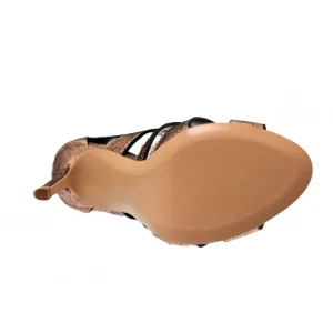 Osmose Shoes Sandales & Nu-Pieds-Sandale Alma : Cuir Or Rosé Craquelé à Talon