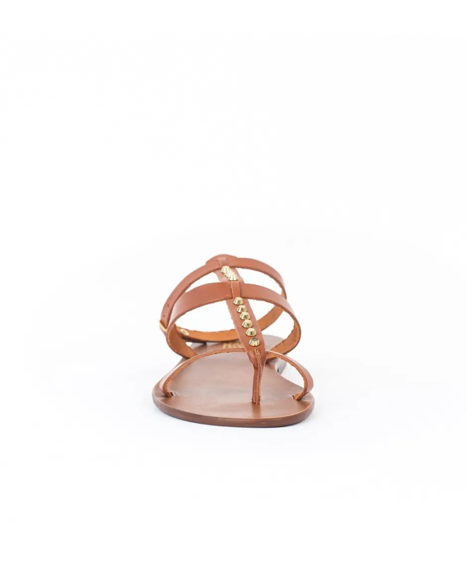 Osmose Shoes Sandales & Nu-Pieds-Sandale Cuir Camel à Clou