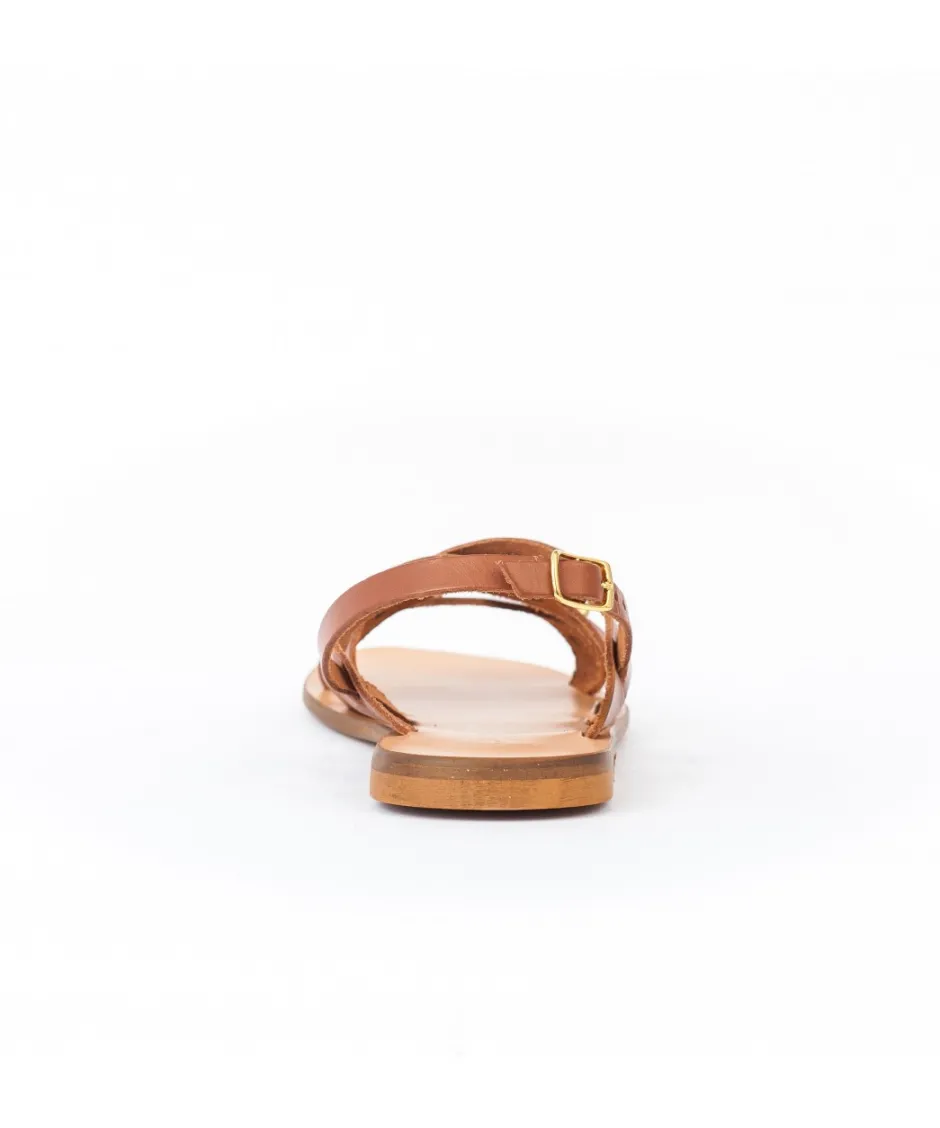 Osmose Shoes Sandales & Nu-Pieds-Sandale Cuir Camel à Clou Doré