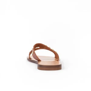 Osmose Shoes Sandales & Nu-Pieds-Sandale Cuir Camel à Clou Doré