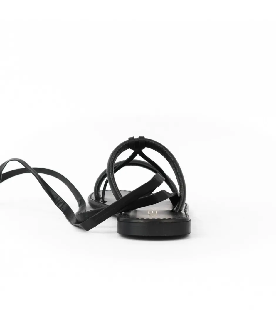 Osmose Shoes Sandales & Nu-Pieds-Sandale Cuir Noir à Bande & Ficelle