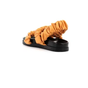 Osmose Shoes Sandales & Nu-Pieds-SANDALE CUIR ORANGE PLISSEE