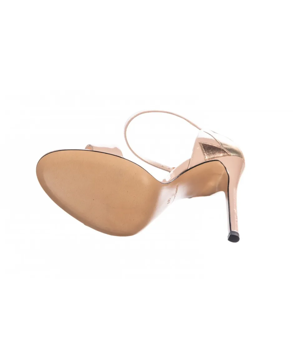 Osmose Shoes Sandales & Nu-Pieds-Sandale Divinedine : Vernis Rose Poudré éclat de fleur à bride & talon