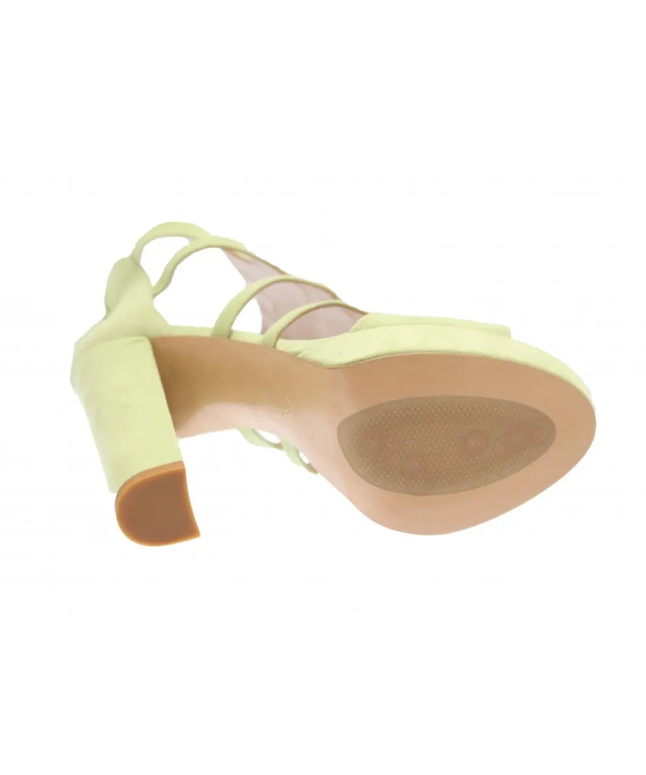 Osmose Shoes Sandales & Nu-Pieds-Sandale Dorine : Effet Daim Vert Pastel à Talon Carré