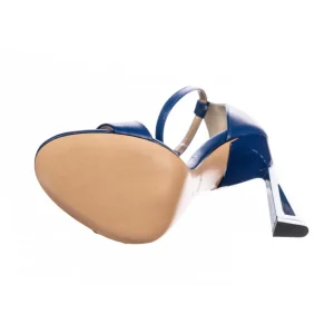 Osmose Shoes Sandales & Nu-Pieds-Sandale Mila: Cuir bleu Roi à Bride & Talon Graphique