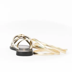 Osmose Shoes Sandales & Nu-Pieds-Sandale plate cuir platine et lacet cheville